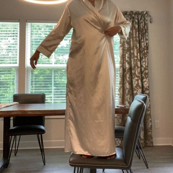 Vintage Full Length Satin Nightgown Lace Detail Silky Slip Dress Robe medium - Picture 2 of 16